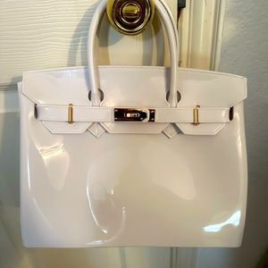 Patent White Beach Bag